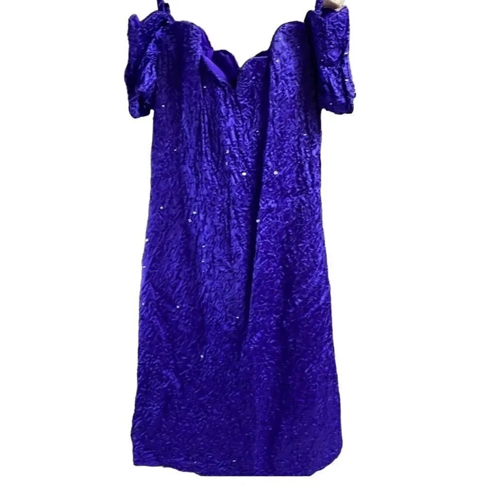 Zum Zum Ladies Vintage Satin Sequined Cocktail Dress Size Small READ Purple